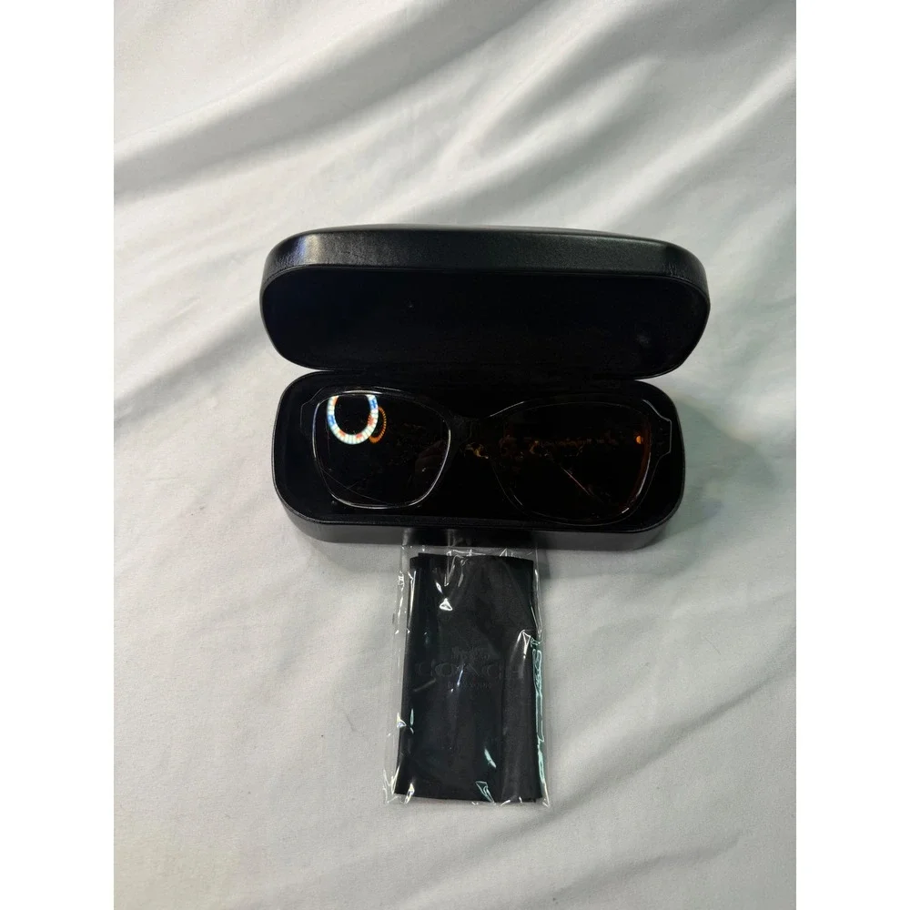Coach Dark Tortoise Square Sunglasses Signature C Logo Prescription Lenses